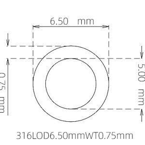 外径 6.50 mm / 内径 5.00 mm · 316L 不锈钢毛细管
