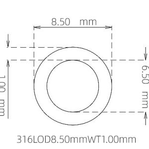 外径 8.50 mm / 内径 6.50 mm · 316L 不锈钢毛细管